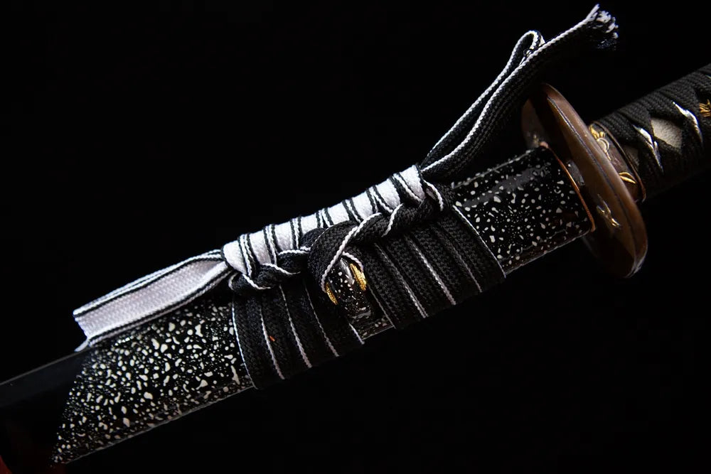 Black white mixed braided sage cord close-up