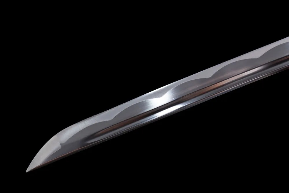 Authentic shin‑gunto‑style kissaki tip of Soul‑Type‑98‑Saber blade close‑up view