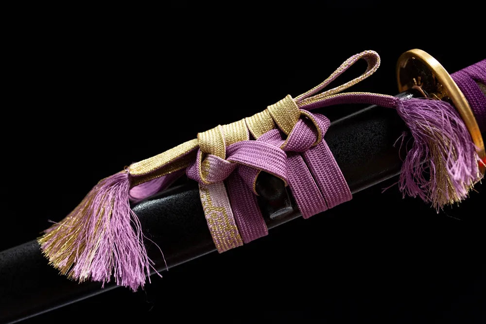 Pale purple gold mixed braided sage cord close-up