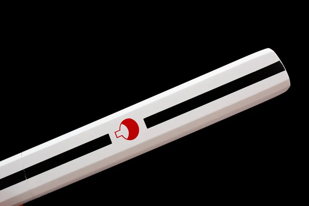 Plain brass hardware white wrapped handle full front view