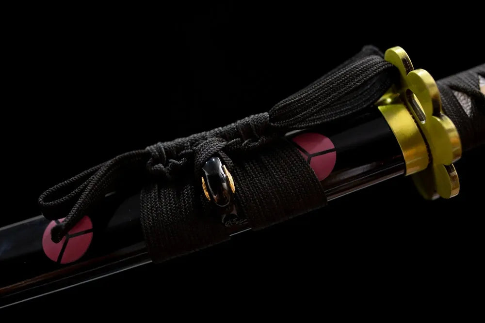 Thick black braided sage cord matte black alloy fitting macro close up