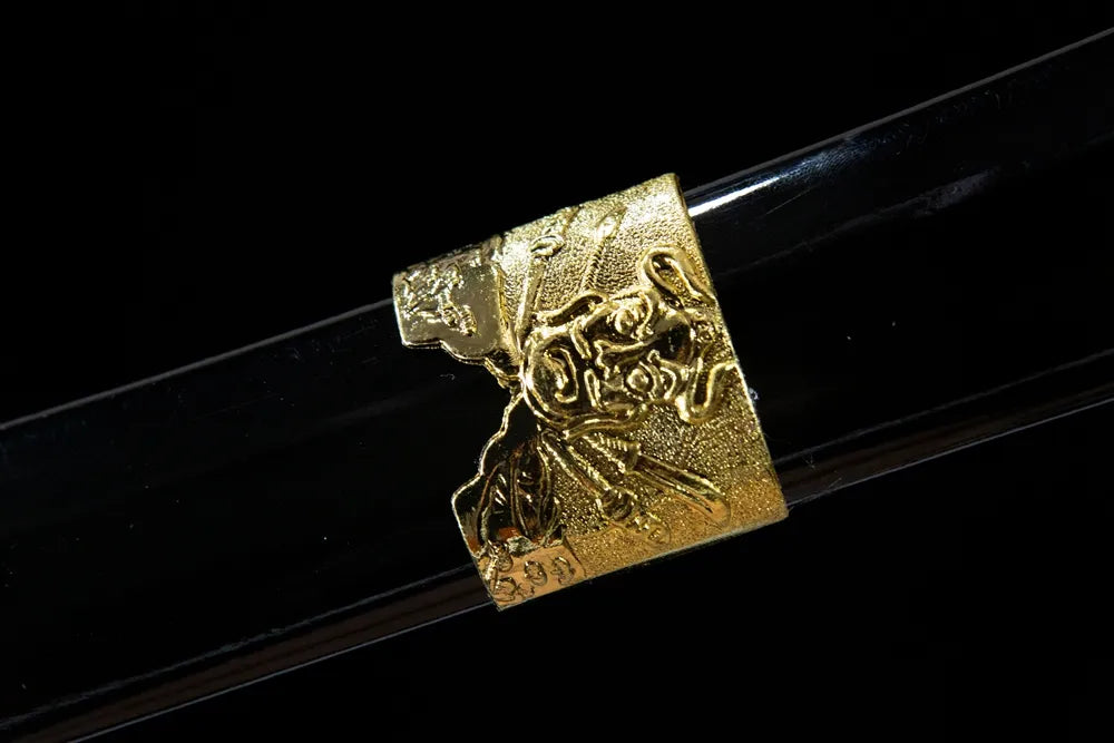 Mid saya detail black base red gold outline hand-painted lacquer wood texture