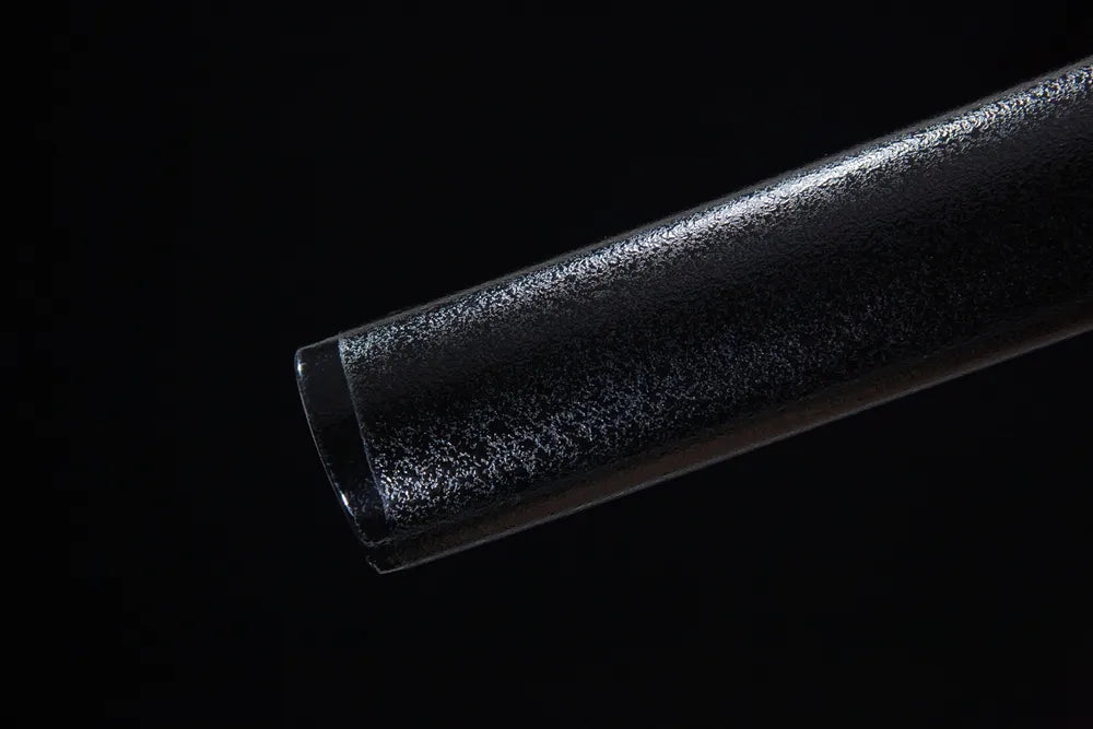 Bottom tactical saya closeup reinforced black nylon end cap
