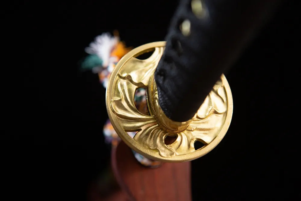 Reverse solid golden alloy tsuba