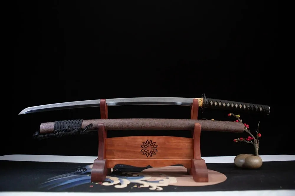Horizontal laid complete sheathed vintage katana