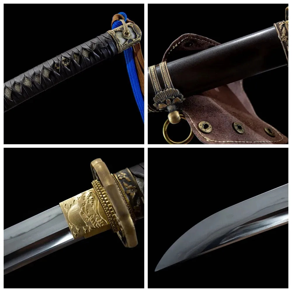 4-grid collage Type 98 gunto components