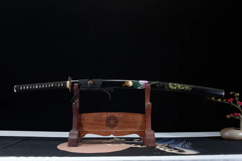 Horizontal front display fresh zen lotus bird disassemblable T10 gunome collectible katana