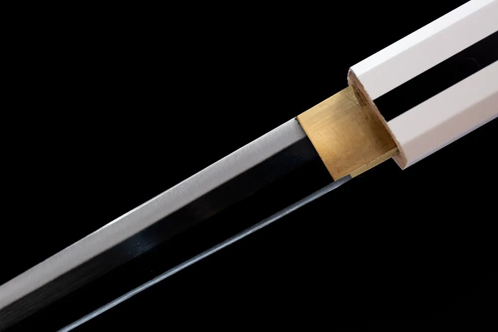 Upper smooth steel blade brass collar macro shot white version
